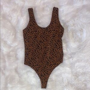 Monrow Brown and Black Sleeveless Fitted Bodysuit